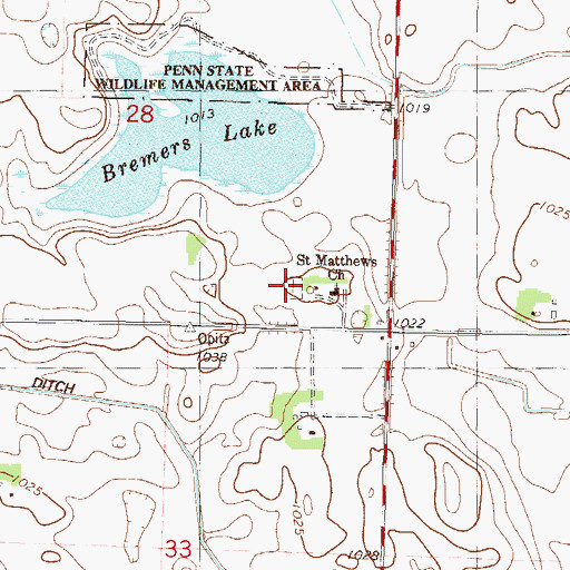 Topographic Map of Saint Matthew's Cemetery, MN