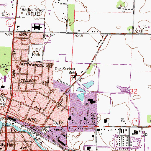 Topographic Map of Our Savior's Lutheran Church, MN