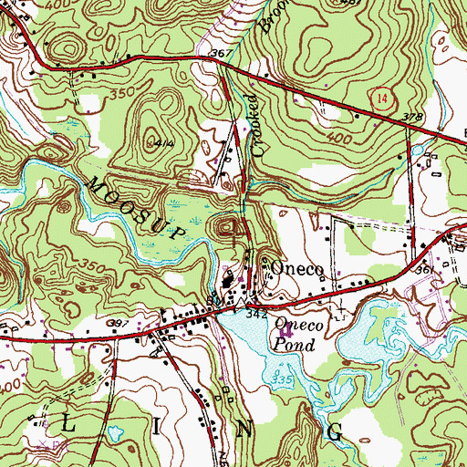 Topographic Map of Crooked Brook, CT