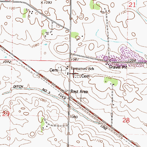 Topographic Map of Immanuel Evangelical Lutheran Church, MN