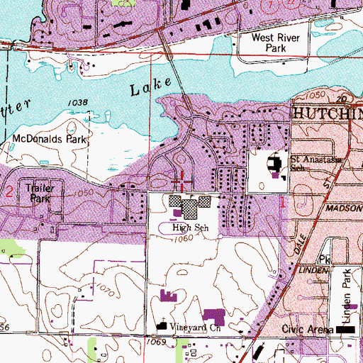 Topographic Map of Shalom Baptist Church, MN