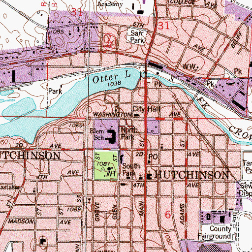 Topographic Map of Hutchinson Police Department, MN