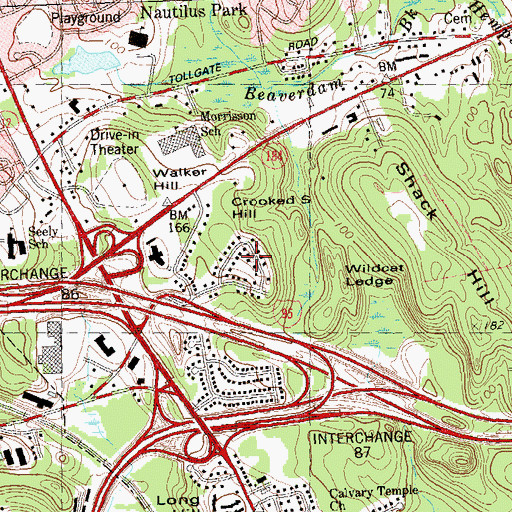 Topographic Map of Crooked S Hill, CT