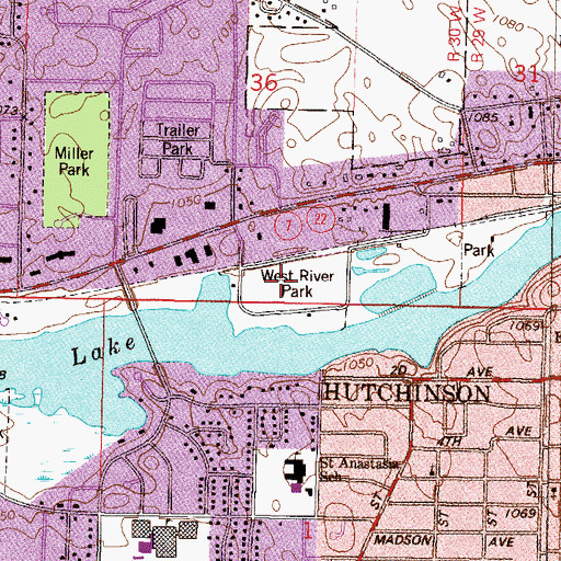 Topographic Map of West River Park Campground, MN