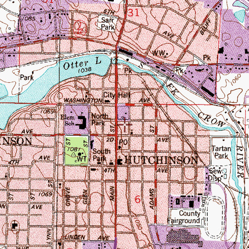Topographic Map of Hutchinson Foot Clinic, MN
