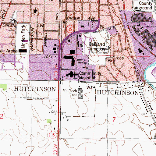 Topographic Map of Hutchinson Health Clinic, MN