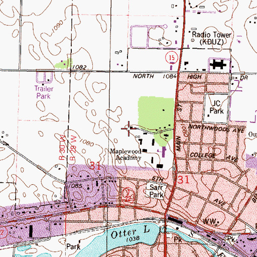 Topographic Map of Northwoods Elementary School, MN