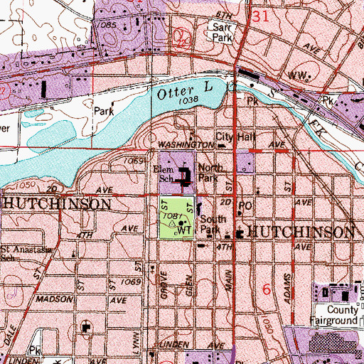 Topographic Map of Hutchinson Park Elementary School, MN