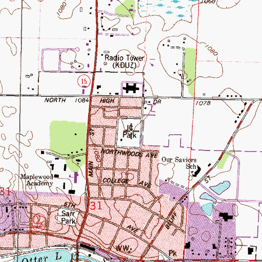 Topographic Map of North Woods Park, MN