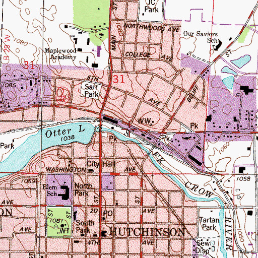 Topographic Map of Crow River Recreational Area, MN