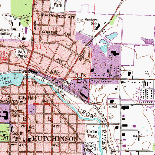 Topographic Map of Lions Park East, MN