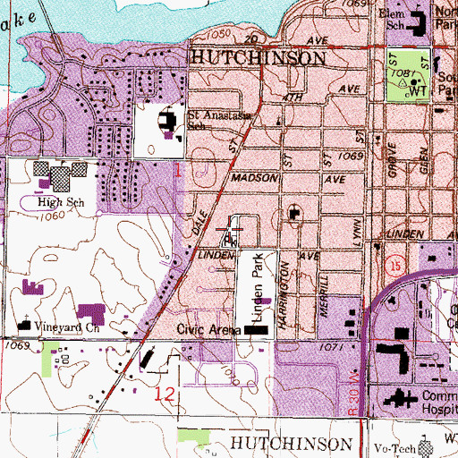 Topographic Map of Lions Park West, MN