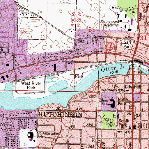 Topographic Map of Riverside Jaycee Park, MN