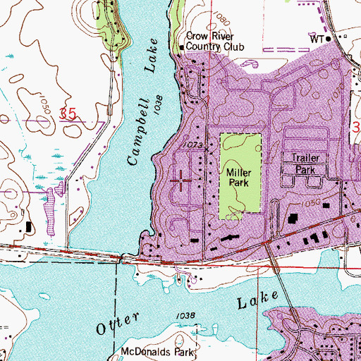 Topographic Map of Woman's Club Park, MN