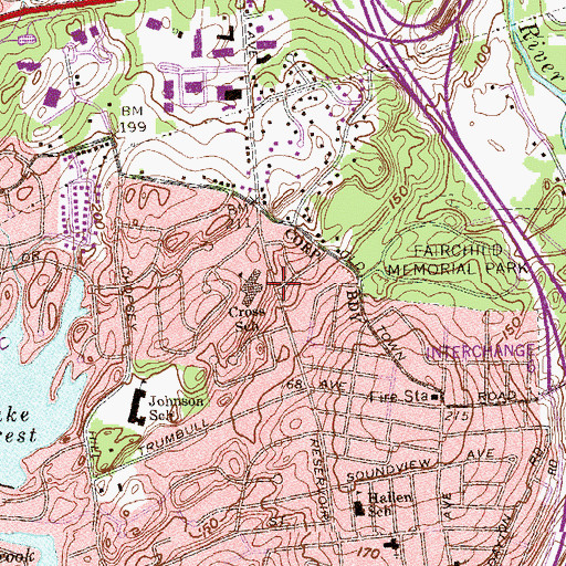 Topographic Map of Cross School, CT