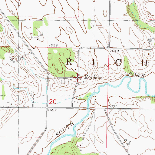Topographic Map of Koniska, MN