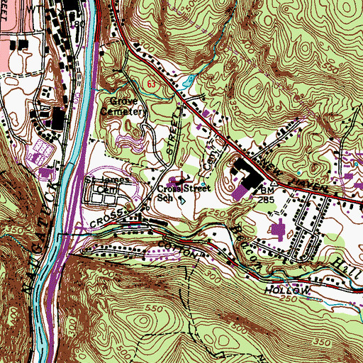 Topographic Map of Cross Street School, CT