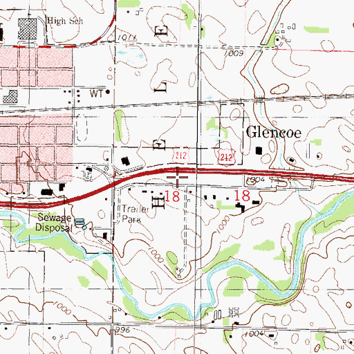 Topographic Map of Glencoe Fort Historical Marker, MN