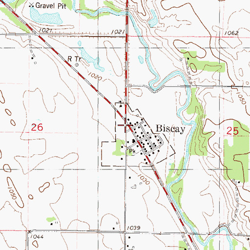 Topographic Map of Biscay Post Office (historical), MN