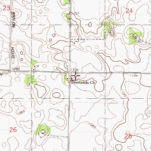 Topographic Map of Swetlanda Lutheran Cemetery, MN