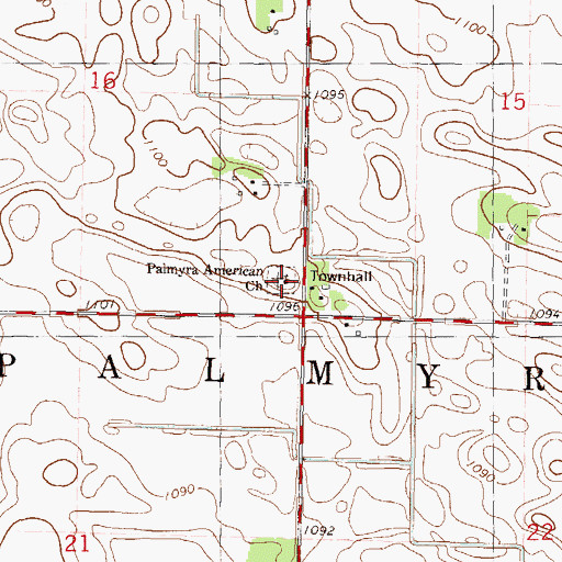 Topographic Map of Evangelical Lutheran Cemetery, MN