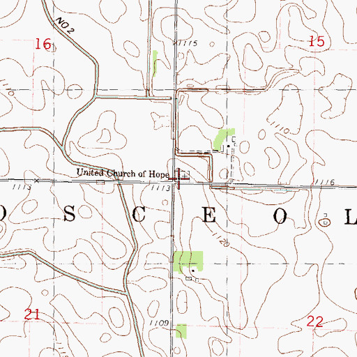 Topographic Map of United Church of Hope Cemetery, MN
