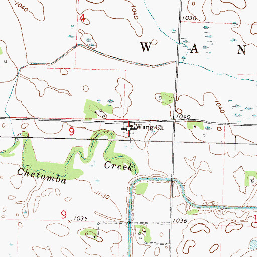 Topographic Map of Wang Lutheran Church Cemetery, MN