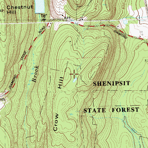 Topographic Map of Crow Hill, CT