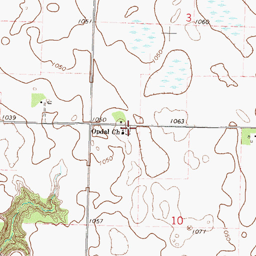 Topographic Map of Opdahl Cemetery, MN