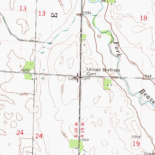 Topographic Map of Old Salem Cemetery, MN