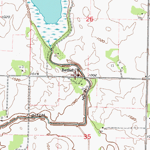 Topographic Map of Bethel Methodist Cemetery, MN