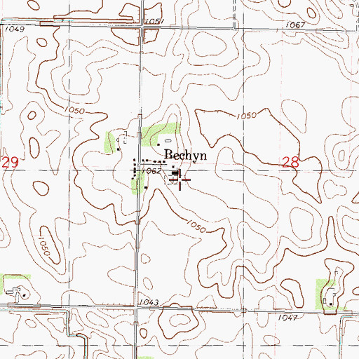 Topographic Map of Saint Mary's Bechyn Cemetery, MN