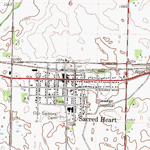 Topographic Map of Sacred Heart Fire Department, MN
