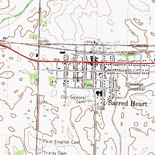 Topographic Map of First English Lutheran Church, MN