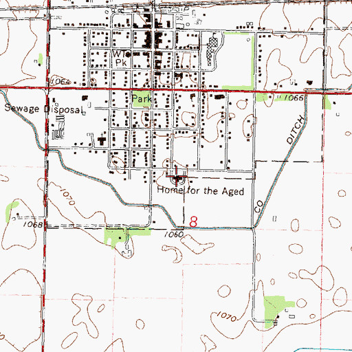 Topographic Map of Ren Villa Nursing Home, MN