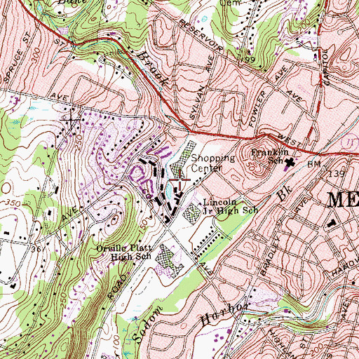 Topographic Map of Crow Hollow Brook, CT