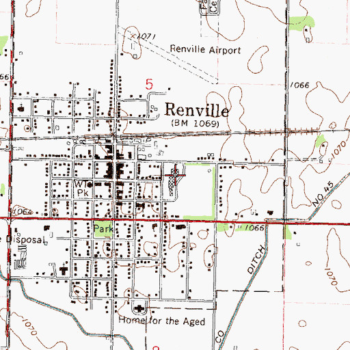 Topographic Map of Renville Public School, MN