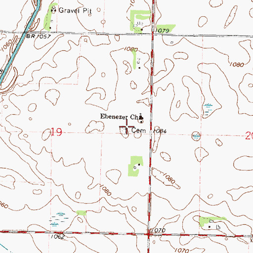 Topographic Map of Ebenezer Presbyterian Cemetery, MN