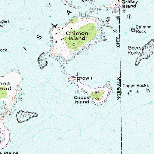 Topographic Map of Crow Island, CT