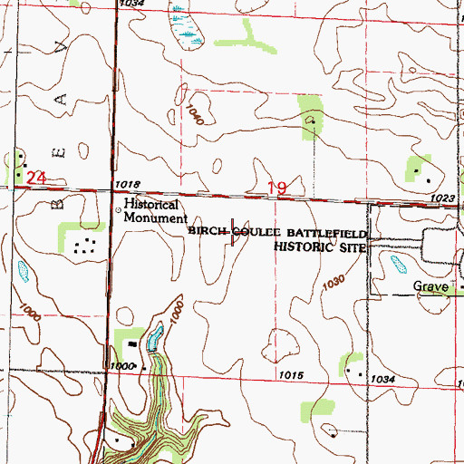 Topographic Map of Peavery Grave Site, MN