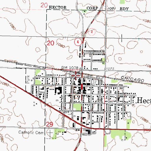 Topographic Map of Hector, MN