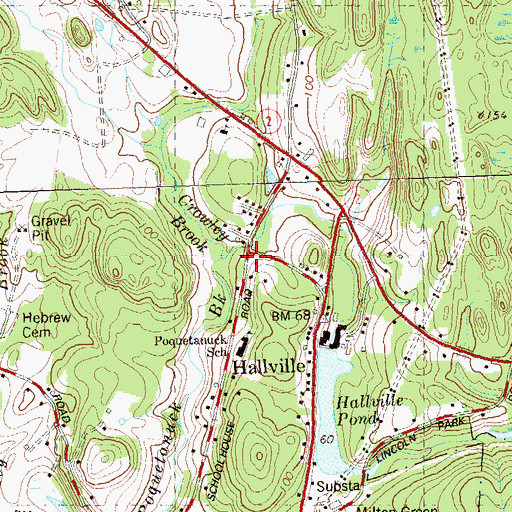 Topographic Map of Crowley Brook, CT