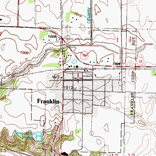 Topographic Map of Franklin Post Office, MN