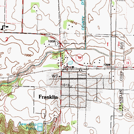 Topographic Map of Franklin, MN