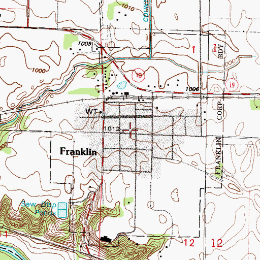 Topographic Map of Franklin Fire Department and Ambulance Service, MN