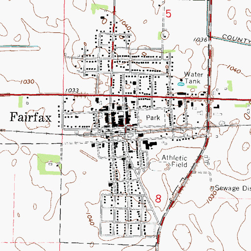 Topographic Map of Fairfax Police Department, MN
