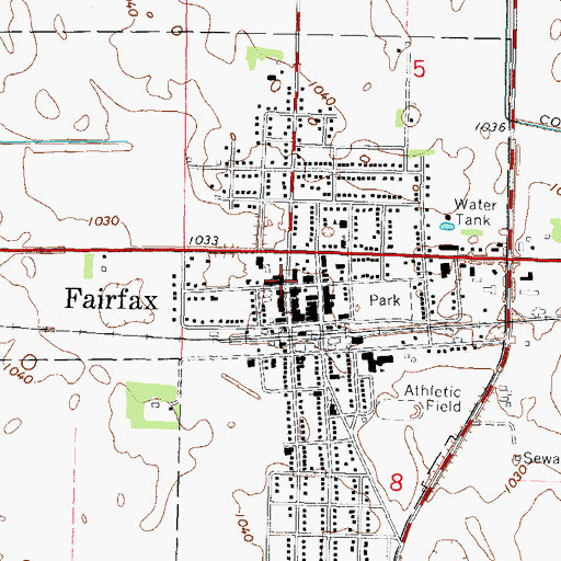Topographic Map of Fairfax Post Office, MN