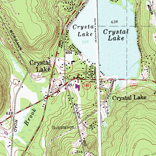 Topographic Map of Crystal Lake, CT