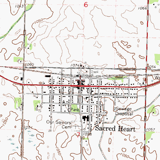 Topographic Map of Sacred Heart Post Office, MN