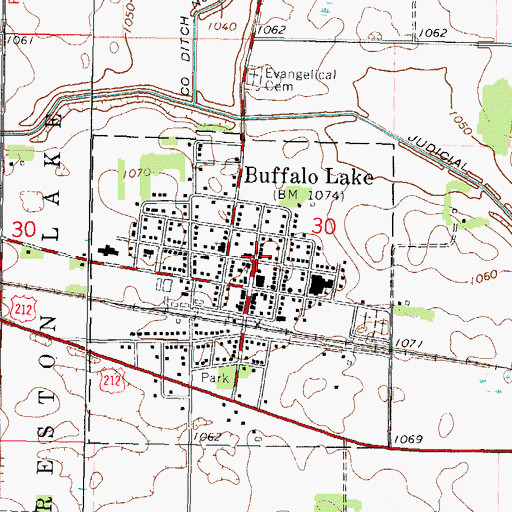 Topographic Map of Buffalo Lake Police Department, MN